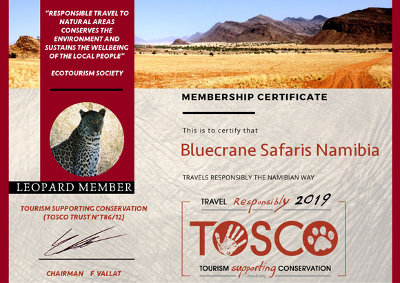 TOSCO Conservation certificate 2019
